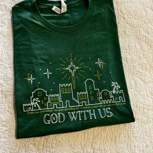 Bella Canvas Green Bethlehem Skyline 'God With Us' Short Sleeve Tee